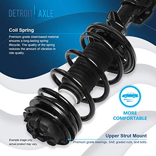 Detroit Axle - Front Complete Strut Assembly W/Strut Coil Spring + 300Mm Sway Bars + Rear Shock Absorbers Replacement For 2003-2007 Saturn Ion - 6Pc Set #TOP2
