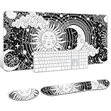 Grand tapis de souris 3 en 1 : tapis de souris étendu : 89,9 x 39,9 x 0,3 cm, repose-poignet pour clavier d'ordinateur : 43,9 x 8,1 x 2,5 cm, repose-poignet pour souris : 13,7 x 8 x 2,5 cm. Le grand tapis de souris peut couvrir entièrement votre bureau. Le repose-poignet est ultra épais et doux, il offre un soutien confortable à votre poignet lorsque vous jouez ou tapez.