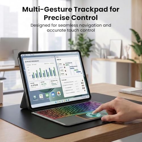 Image of Keyboard Case for OnePlus Pad Go 2 12.1 inch OPD2504, OPD2505 Cover with Trackpad, 7 Backlit Protective Folio Cover with Multi-Gesture Trackpad, 7-Color Backlit Keys, Magnetic Detachable (Black)