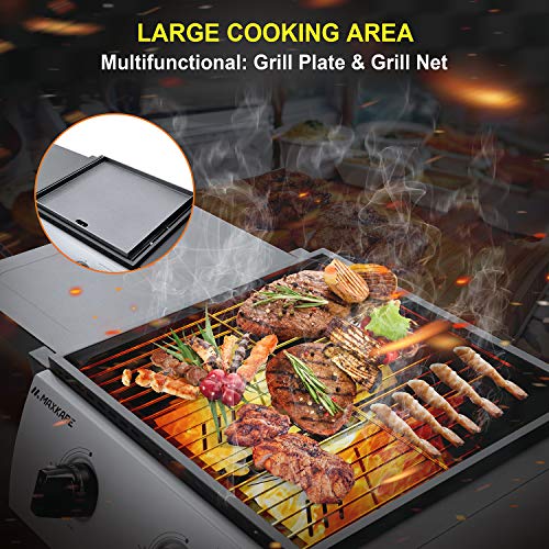 image for MaxKare Propane Gas Grill Outdoor Flat Top Gas Grill Griddle with 2 Bu