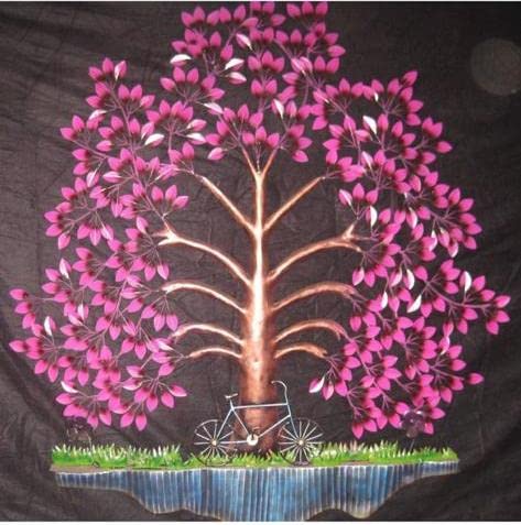 Image of Bharat Art Metal Tree Wall Art with LED Light for Living Room | Handcrafted Iron Tree Wall Hanging Home Decoration for Bedroom, Hall, Office & Entrance | Pesto Tree Pink | 31x2x40 inch | WD056 (A)