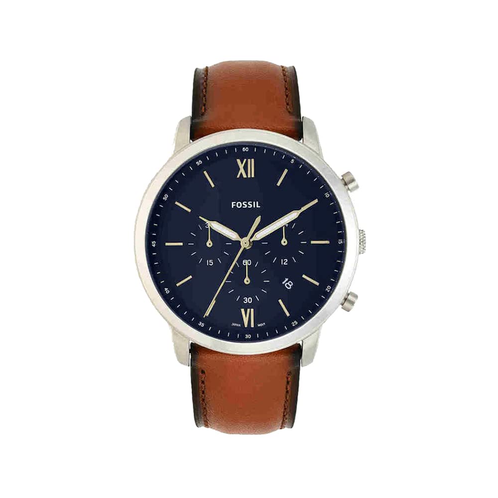 Neutra Analog Blue Dial Men's Watch-FS5453IT, Brown, strap