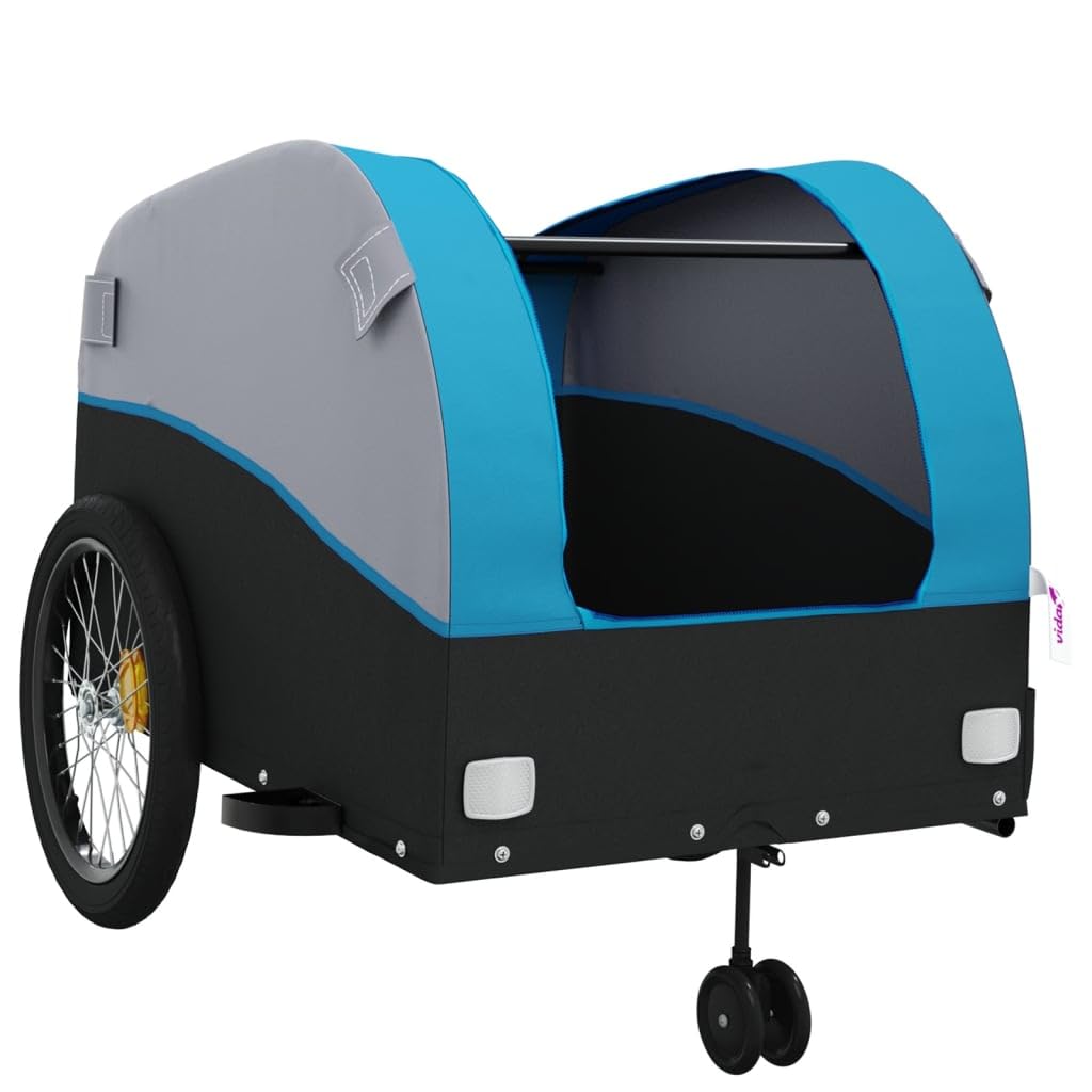 Fahrradanhänger Schwarz und Blau 45 kg Eisen, Fahrrad Anhänger, Lastenanhänger, Handwagen, Fahrrad-lastenanhänger, Lastenfahrrad - 94156