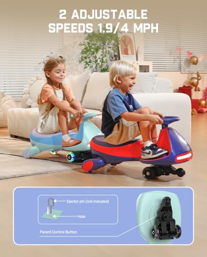 FanttikRide N7 Pro Electric Wiggle Car with Pedal, Rechargeable Battery, CyberWiggle, 2 in 1 Swing Car, 2 Speed, Anti-Rollover, Flashing Wheels, Bluetooth, for Ages 3 and Up, 150 Lbs, Glacier Blue