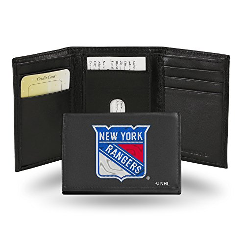 NHL Rico Industries Embroidered Leather Trifold Wallet, New York Rangers