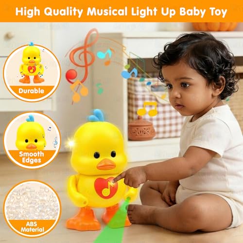 Image of Kidology Musical Dancing Duck Toy with Lights & Music for Kids| Interactive Walking & Moving Duck Toy | Battery Operated Light & Sound Toy | Activity & Sensory Play Toy | Gift for Boys & Girls