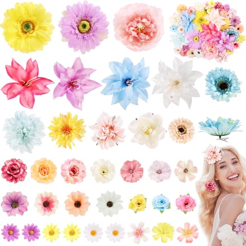 36 Pack Flower Hair Clips Rose Hair Accessories for Women Boho Bride Flower Claw Clip Side Hair Clip Hairpin Brooch Pin Headpiece for Girls Wedding
