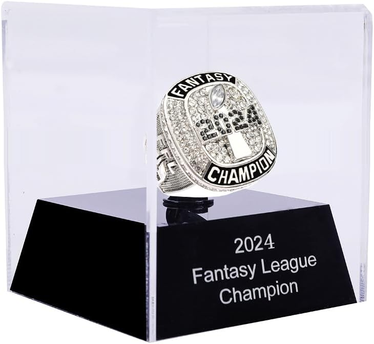Fantasy Football Championship Ring 2024 | Heavy FFL Champion Ring | Gold Silver Tone Plated Award Trophy for Fantasy Football League Winner