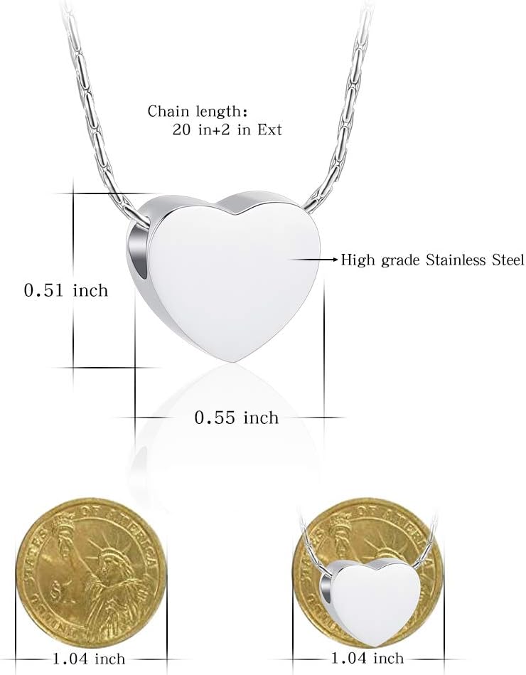 constantlife Cremation Jewelry for Ashes - Heart Pendant Memorial Urn Necklace Ashes Holder Stainless Steel Personalized Customization Keepsake image 2