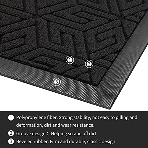 Yimobra Durable Front Entrance Door Mat, Heavy Duty Outdoor Indoor Doormat Entryway Floor Mat, Non Slip Rubber Backing, Easy Clean Shoe Scraper, Waterproof, Patio, Lawn, 17X29.5 Inch, Black #TOP7