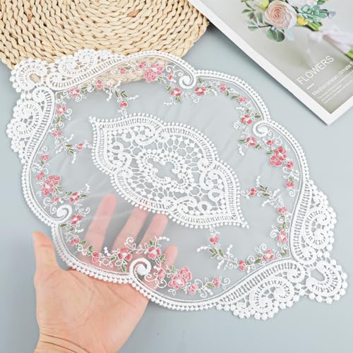 Jeffdad 566934_1_BBMFQPWR 2 Pack Lace Doilies For Tables Embroidered Lace Placemats Vintage Crochet Doilies 18X11-In Table Decor Place Mats Cup Mat thumb #3