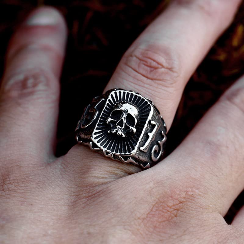 Image of 2023 Skull Ring Cool Evil Death Punk Rock Stainless Steel Rings Aly Style Jewelry