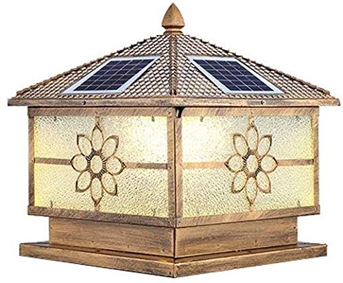 VDOQTLJT Vintage Modern Solar + Electrical Connection Dual Use Column Headlight Pillar Light IP65 Waterproof Garden Villa Door Street Outdoor Wall Lamp LE