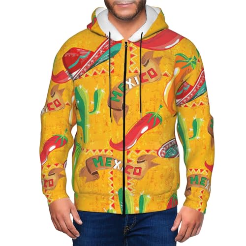 Sweat à capuche homme imprimé cactus piment - Pull décontracté doux hiver - 6