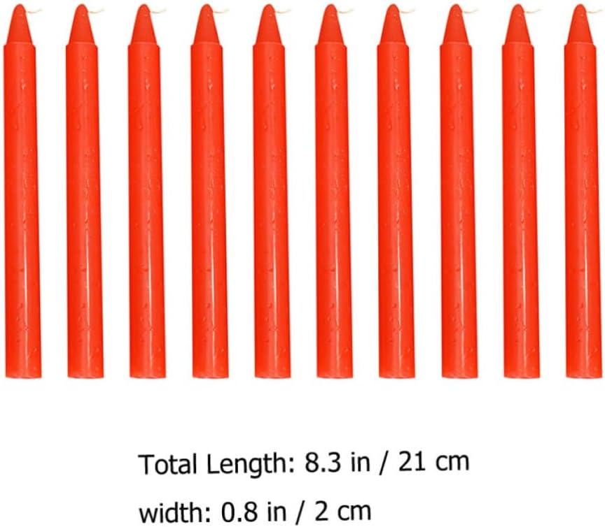 10pcs Red Long Emergency Candles Made of Paraffin with Extended Burn Time and Minimalist Design for Outdoor Use and Dining Table Decoration