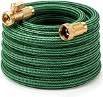 Non-Expandable Garden Hose 25ft, Heavy Duty Flexible Water Hose, Kink Resistant Lightweight Hybrid Hose with Durable Fabric Skin, Leakproof Hose Male to Female Fittings