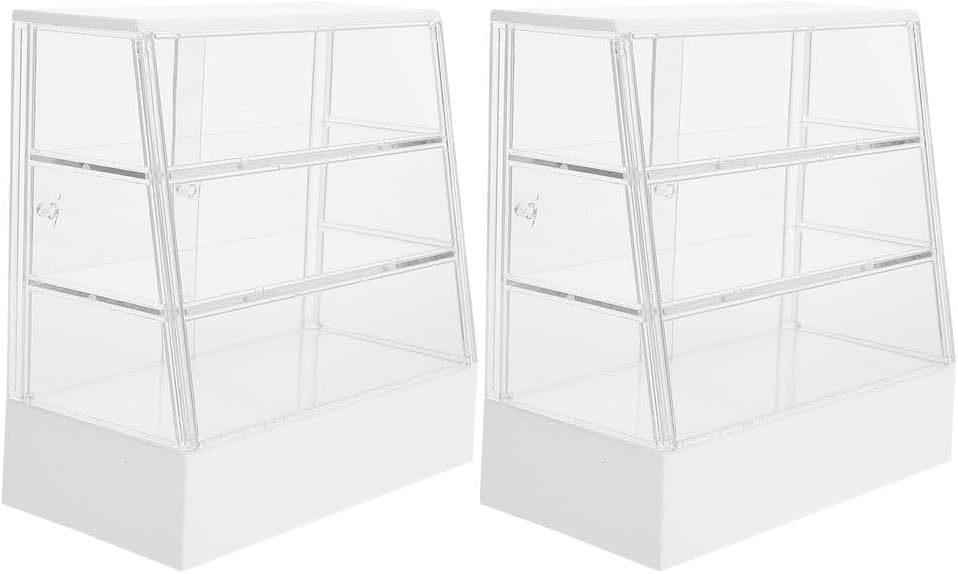 ibasenice 1 12 Scale Miniature Cake Display Cabinet with Sliding Door for Dollhouse Bakery Furniture Kitchen Accessory 5.23X5.11X2.59 Inch