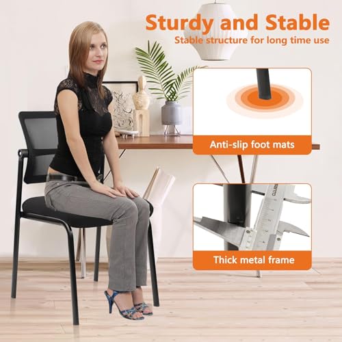 Image of CLATINA Stacking Armless Office Chair with Adjustable Backrest, Stackable Mesh Guest Reception Desk Chairs with Ergonomic Lumbar Support for Conference Waiting Room Lobby Side School, Black, 12 Pack
