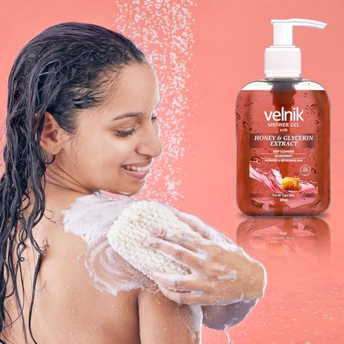 Image of Shower Gel With Honey and Glycerin Moisturising Body Wash,For Glowing skin,Gentle Cleansing Hydrates Refreshment Skin Body Wash for Women & Men Suitable for All Skin Types 250ml