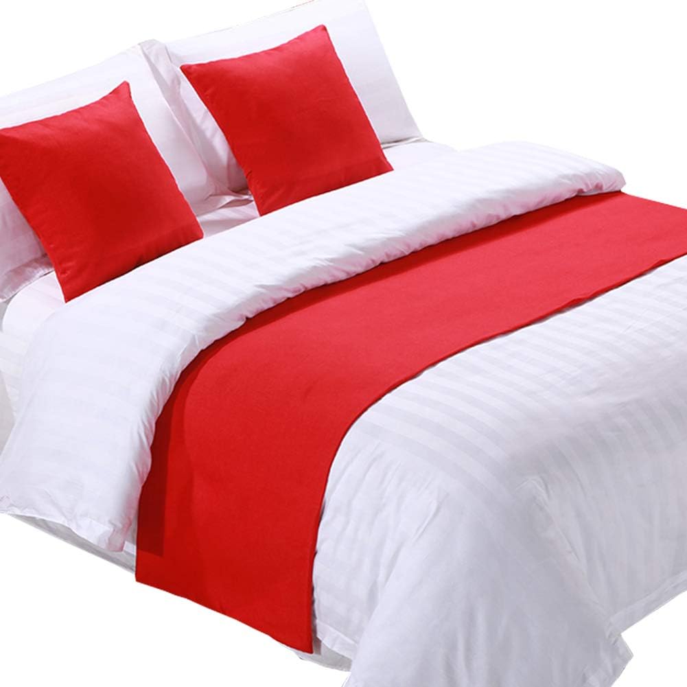 Solid Linen-Like Hotel Bed Foot Runner Home Decorative Bed Scarf Dining Table Runner 19.5"x70", Light Green