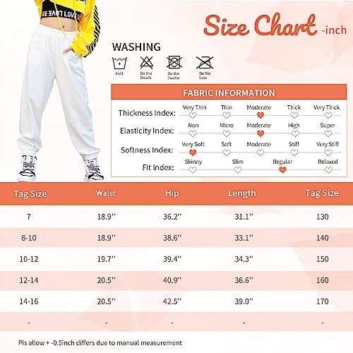 Rolanko Big Girls Sweatpants Cotton Jogger Pants Loose For Casual Athletic Streetwear Kids Clothing (White, 14-16) #TOP6