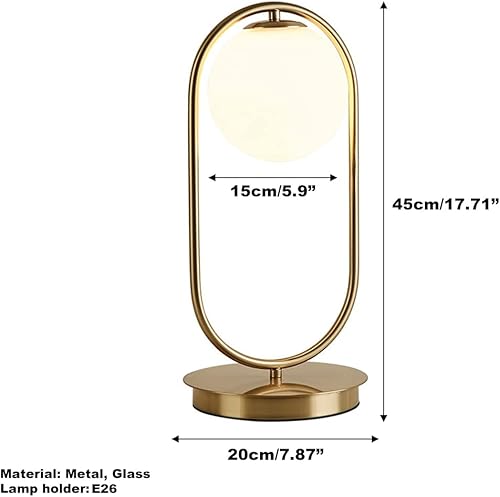 Miniatura 6 de Globo lámpara de mesa dorada lámpara de mesa moderna de mediados de siglo lámpara de mesa de cristal blanco lámpara de mesa pequeña lámpara de mesa