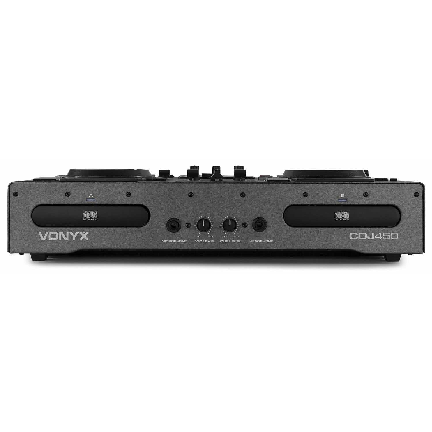 Vonyx CDJ450 - Double Lecteur CD/MP3/USB/Mixeur avec Bluetooth, 2 Canaux, Fonctionnalité Auto-Cue, Molettes Intégrées, Sorties Master et Record, Parfait pour DJ Amateurs ou Professionnels