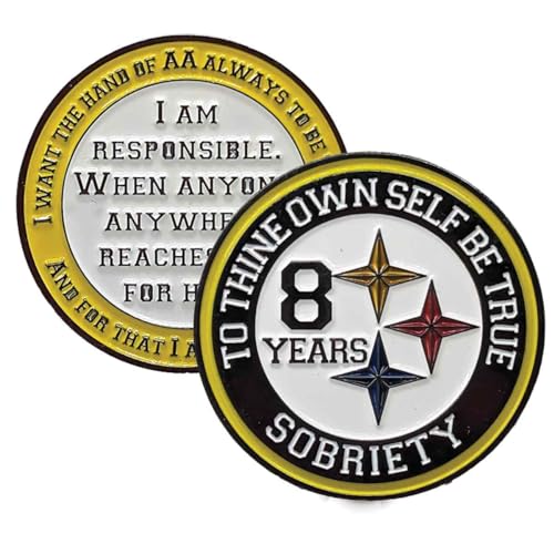 Black and Gold Recovery Medallion in Years 1-50 with Alcoholics Anonymous Responsibility Pledge My Recovery Store