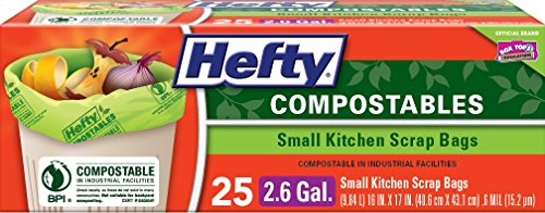 Hefty Small Kitchen Composting Bags, 2.6 Gallon, 25 Count