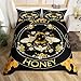 Erosebridal Bee Comforter Cover Queen Size, Kawaii Honeybee Duvet Cover for Kids Boys Girls Teens Adult Bedroom Decor, Bumblebee Gerbera Flower Bedding Set Hexagon Honeycomb Quilt Cover, Yellow Black
