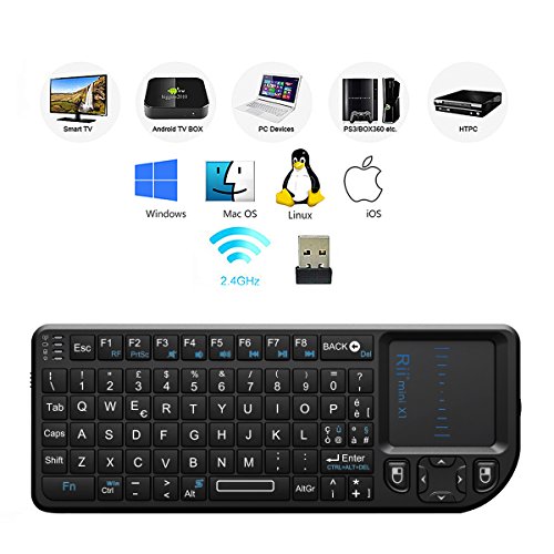Rii Mini X1 Wireless (Layout Italiano) - Mini Tastiera con Mouse touchpad per Smart TV, Mini PC, HTPC, Console, Computer