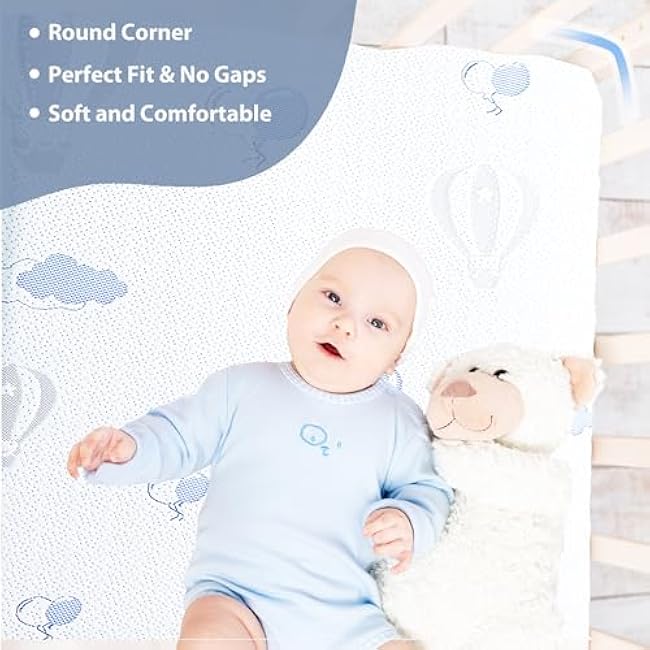 Pack and Play Mattress, 38x 26x1.5High Density Foam Pack N Play Mattress for Playpen Playard, Balloon Printed Mini Crib Mattresses for Baby Toddler