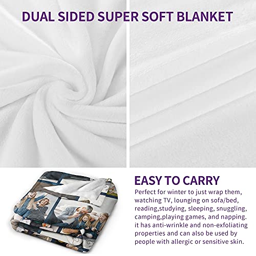 Youltar Custom Blanket With Text Picture Collage Customized Throw Blankets, Birthday Anniversary Wedding Personalized Halloween Christmas Couples Gifts For Boyfriend Girlfriend Photo 8 30"×40" #TOP1