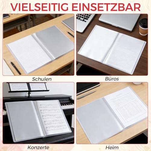 Zeugnismappe A4 mit 30 Hüllen - Geschenke zur Einschulung Schulanfang, Dokumentenmappe A4 Sichtbuch Urkundenmappe Mappe mit Klarsichthüllen, Document Organizer für Zertifikate Urkunden, Rosa