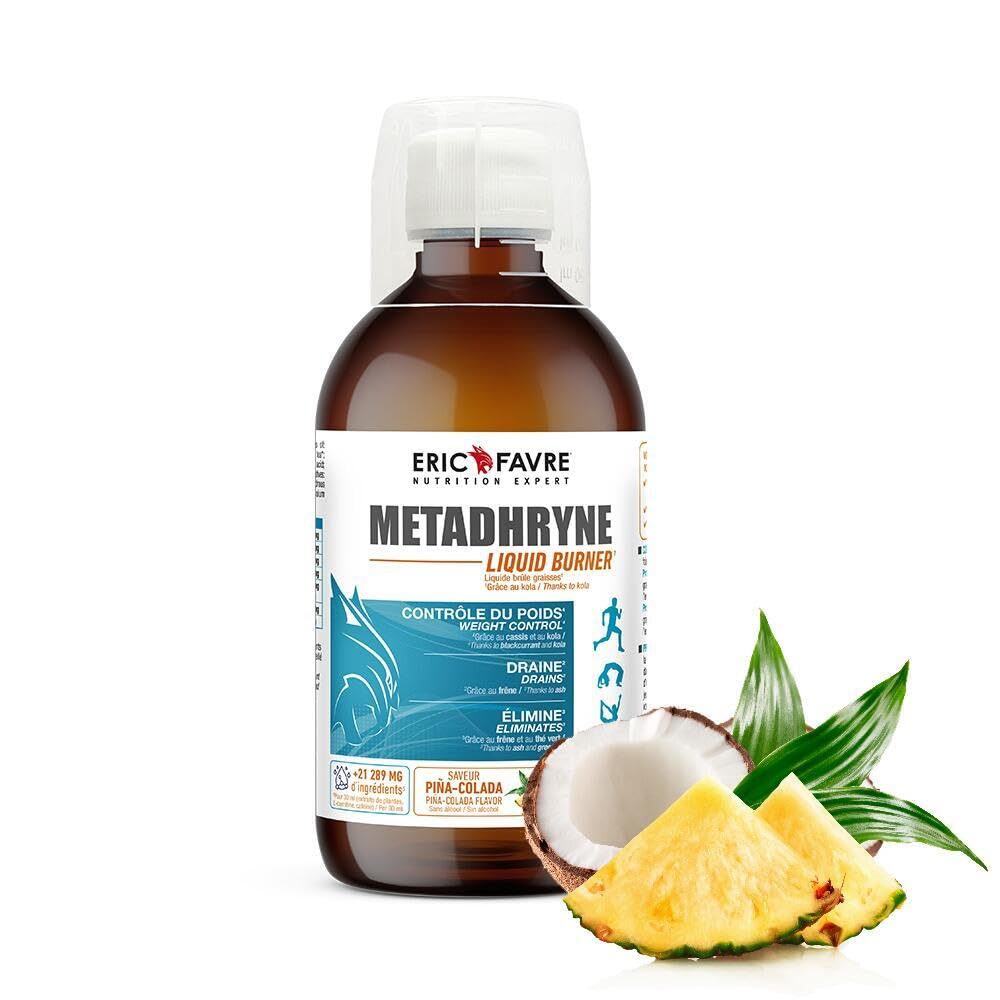 LIQUIDE BURNER, DRAINEUR 3 en 1 - Brûle Graisse, Contrôle du Poids,  Destocke, Brûle les Graisses, Draine, Elimine - Flacon de 500ml - Saveur  Pina Colada