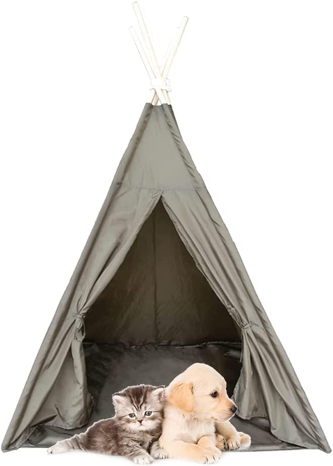 WAIUYIA Tipi-Zelt für große Hunde, faltbar, tragbar, modernes Hunde-Tipi- Zelt, 91,4 cm, großes Haustierzelt mit Bodenmatte für Hunde, Katzen, Kaninchen (B) Haustier