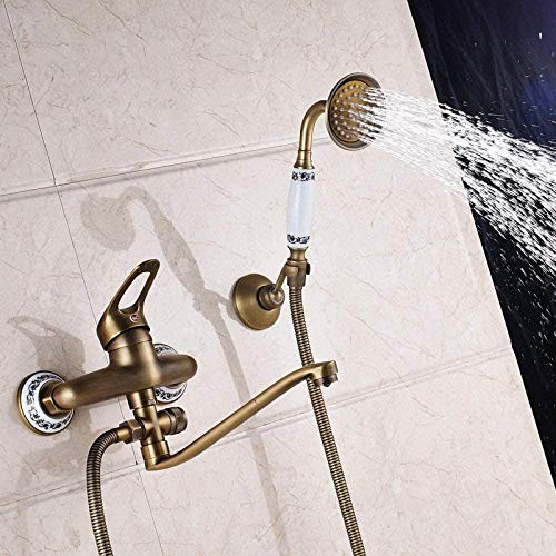 Tuyau de sortie d'eau long nez pour robinet de baignoire rétro laiton