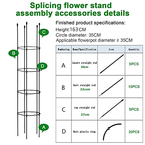 Wddh Plant Support Cage For Pots, 6 Feet Tall Assembled Round Plant Support Ring, Tomato Plant Cage Plastic Pillar, Flower Pot Climbing Trellis For Potted Vertical Climbing Plants #TOP7