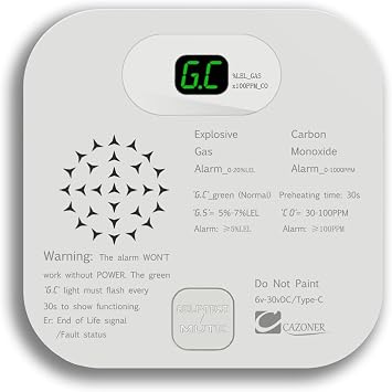 RV Carbon Monoxide & Gas Detector, High-Sensitivity Gas Sensor, Independent 85dB Voice Prompt, LCD Real-time Concentration Display, for RV, Camper and Home
