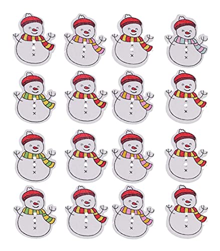 LIXBD Lot de 50 boutons à dos plat en résine Motif bonhomme de neige
