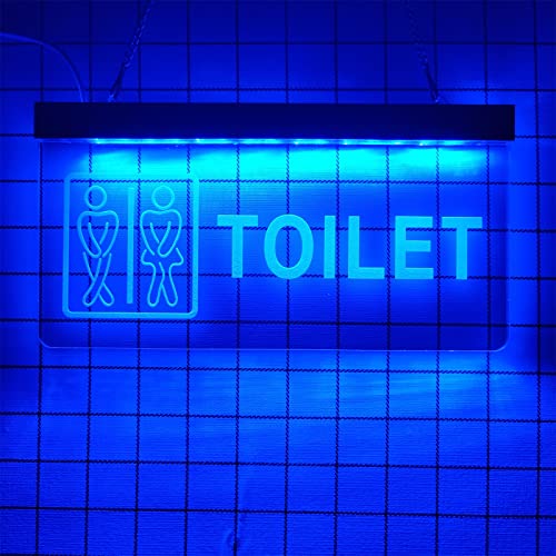 KEYQEEN Enseigne au néon LED pour Toilettes à Gradation de 10 Couleurs, néons d'entrée de WC pour Toilettes, Panneau Lumineux Suspendu au Mur,...