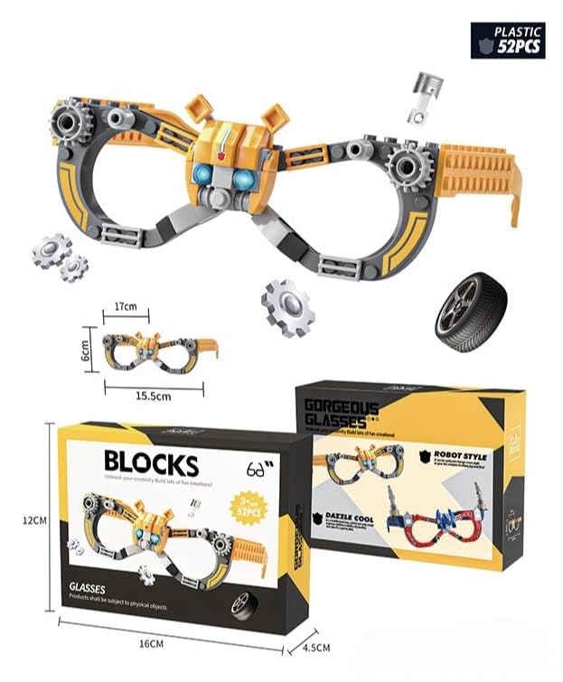 Image of Mechanical Goggles Building Blocks Set (52 PCS) | DIY Wearable Goggles Toy with Guide Book | STEM Educational Construction Toy for Kids 6+ Years
