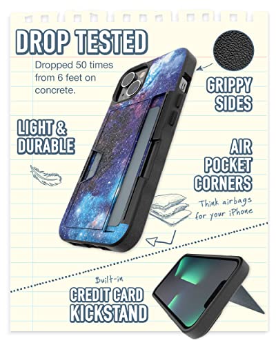 Image of Smartish iPhone 14 Wallet Case - Wallet Slayer Vol. 2 [Slim + Protective] Credit Card Holder w /Kickstand - Drop Tested Hidden Card Slot Cover Compatible w /Apple iPhone 14 - Spaced Out