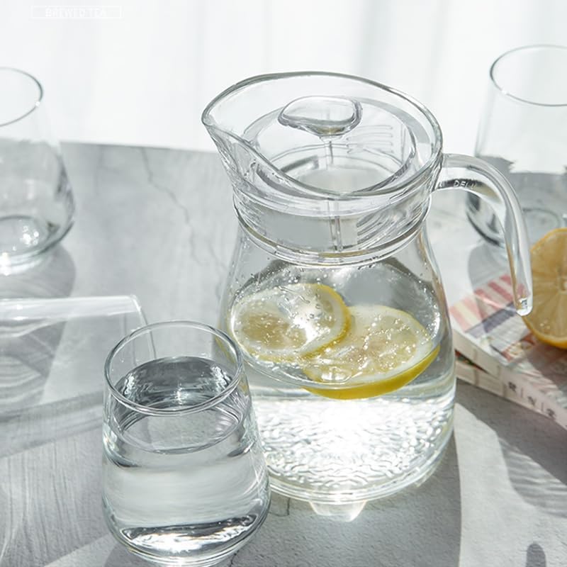 Image of Premium Water and Juice Glasses and Jug Set Combo [6 Piece Glass 400ML & 1 Piece Jug 1.8 Liter] Transparent Pitcher Set for Dining Table, Home & Restaurant,Party (MTS - 19)