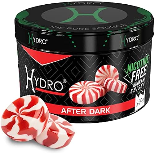 Hydro Hookah Flavors - Signature Hookah Blends, Delicious Shisha Flavors, Tobacco & Nicotine Free, Alternative to Hookah Tobacco, 250g [After Dark - Peppermint]