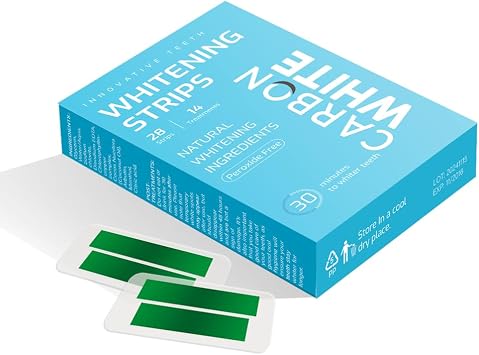 Carbon White Teeth Whitening Strips 28 Count 14 Treatments Enamel-Safe, for Sensitive Teeth Mint Flavor Non-Slip Whitening Kit