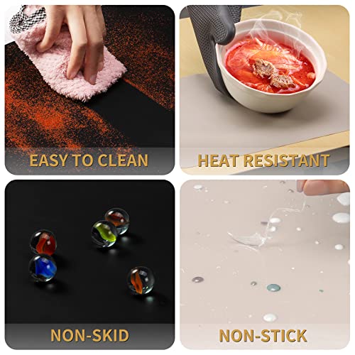 Leceha 2 Pack 15.7" X 11.7" Large Silicone Sheet For Crafts, Nonstick Silicone Mats, Resin Jewelry Casting Molds Mat, Multipurpose Table Protector, Nonstick Nonskid Heat-Resistant(Black & Gray) #TOP5