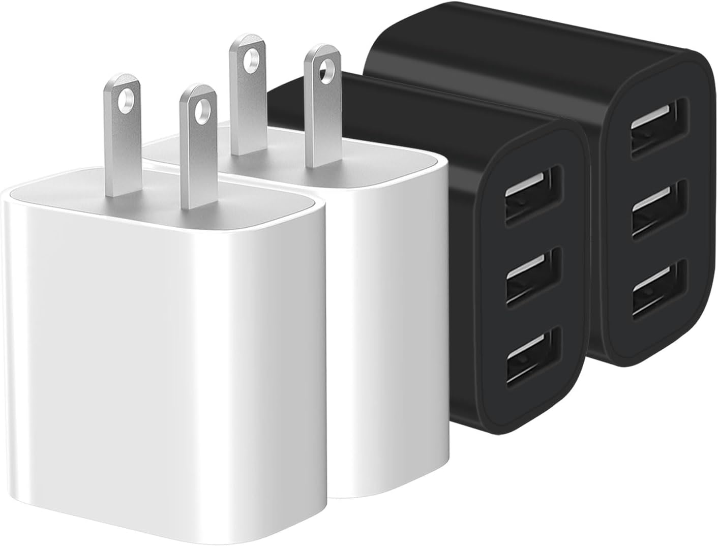USB Wall Charger, 4 Pack 3-Port USB Charger Block Wall Adapter USB Charging Cube Brick Compatible with iPhone 8/7/6 Plus/X, iPad, Samsung Galaxy S5 S6 S7 Edge, LG, Android and More USB Wall Charger, 4 Pack 3-Port USB Charger Block Wall Adapter USB Charging Cube Brick Compatible with iPhone 8/7/6 Plus/X, iPad, Samsung Galaxy S5 S6 S7 Edge, LG, Android and More