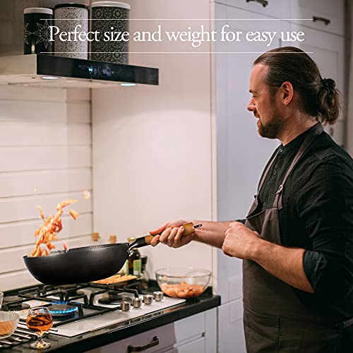 Hyoank Carbon Steel Wok Pan, 12.5" Asian Woks And Stir Fry Pans With Spatula And Pasta Server, Wok With Lid Suits For All Stoves(Flat Bottom Wok) #TOP1