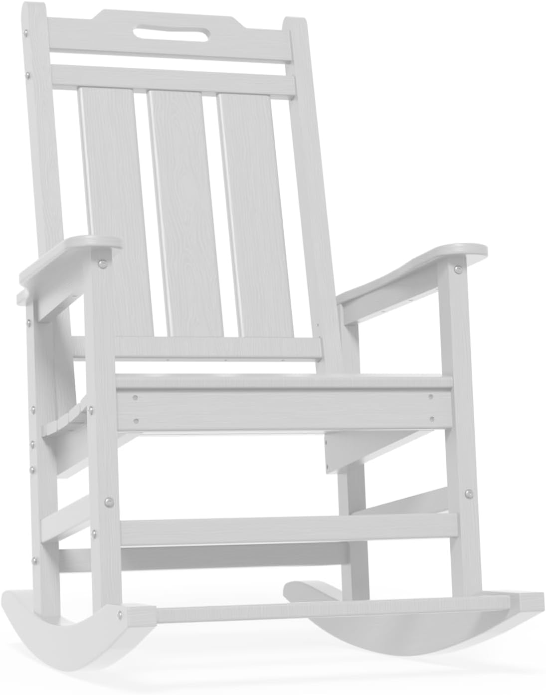Rocking Chair, Outdoor Rocking Chair for Adults, HDPE Outdoor Chairs with Footboard, All Weather Resistant Porch Rocker, White